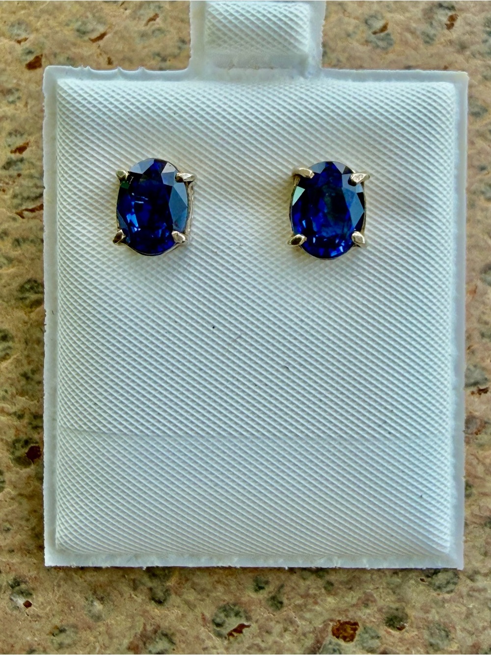 Classic Blue Sapphire Oval Stud Earrings - Women Jewelry 3.54 carats